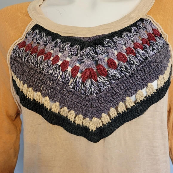 Free People Spring Bound Baseball Tee in Calm Sand Combo, GUC, Size S - Picture 3 of 8